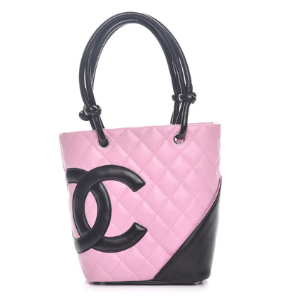 Chanel Calfskin Quilted Small Cambon Tote Pink Black 1 of 8