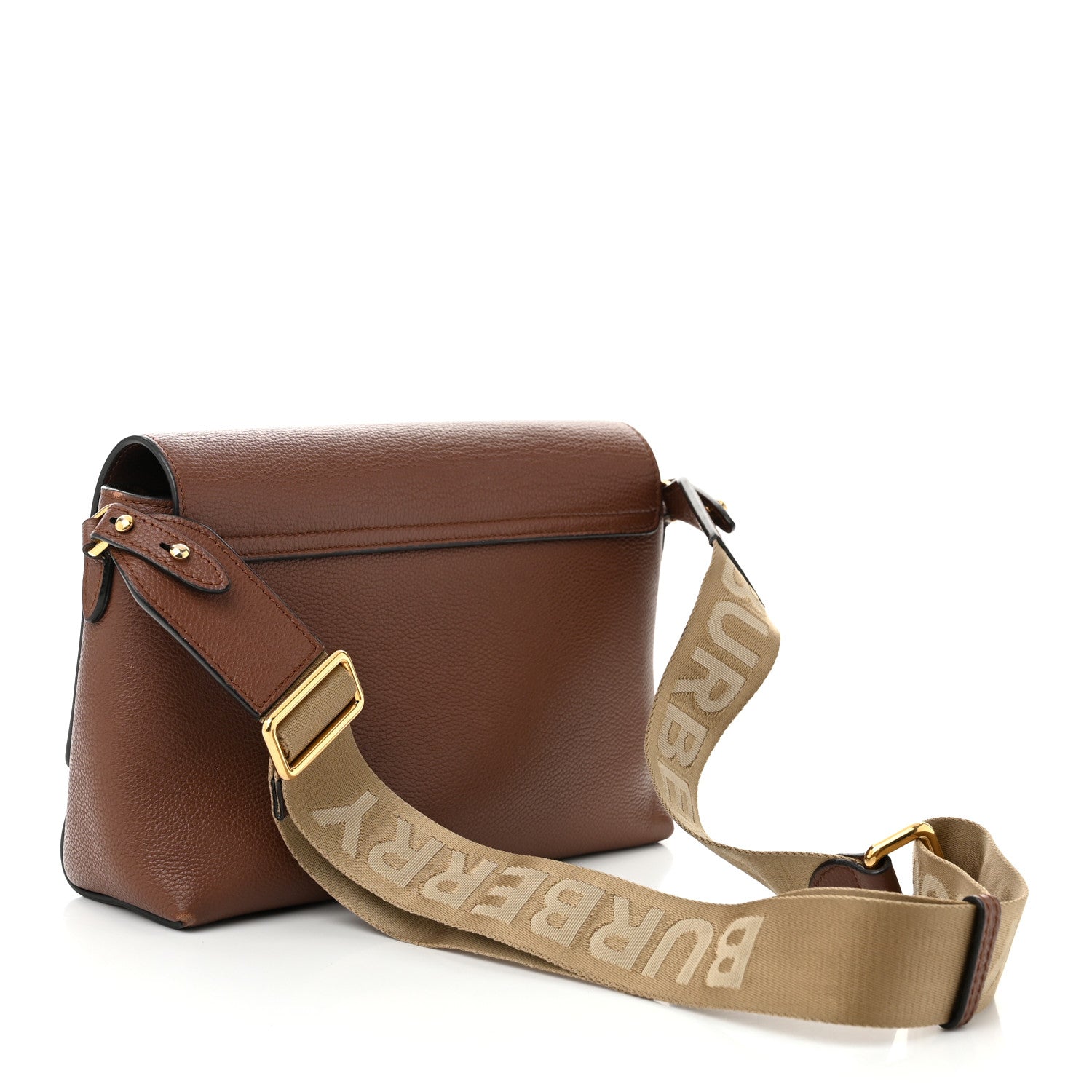 Burberry Grainy Calfskin Vintage Check Note Crossbody Bag Malt