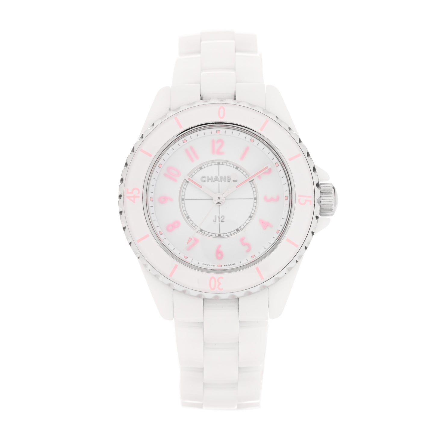 Stainless Steel Ceramic 33mm J12 Phantom Quartz Watch Pink