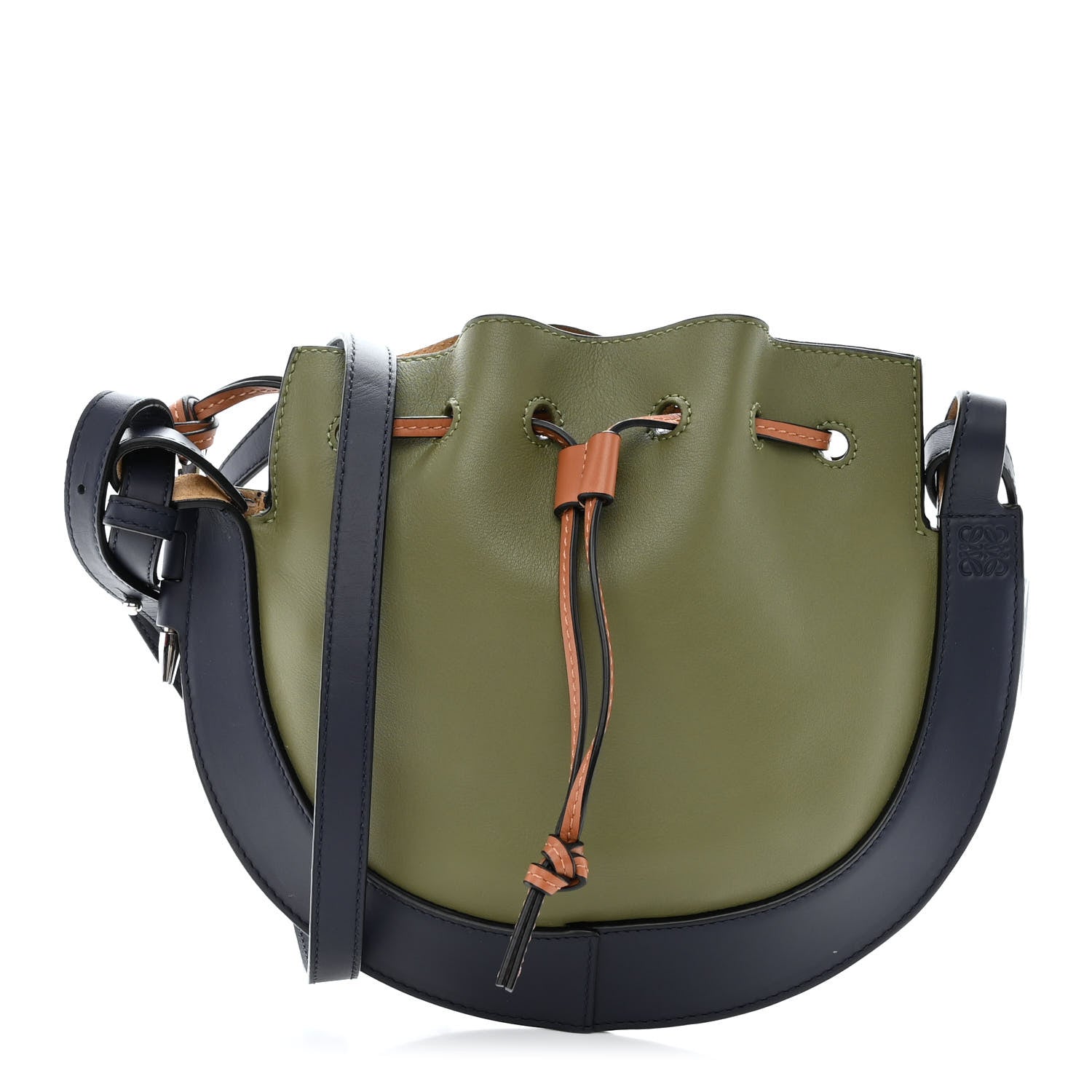 Loewe Nappa Colorblock Horseshoe Bag Avocado Midnight Blue Tan 1 of 9