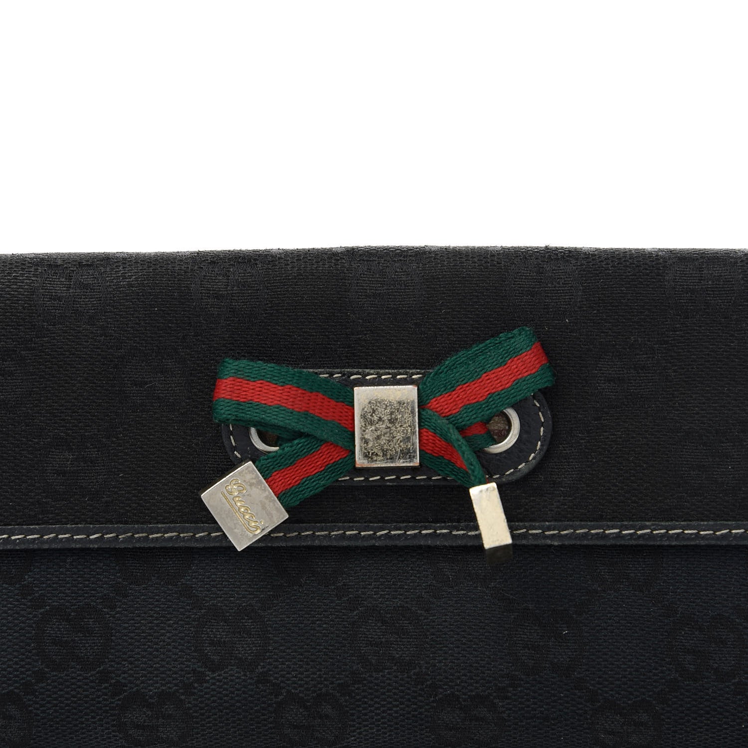 Gucci Monogram Web Bow Wallet Black 10 of 12