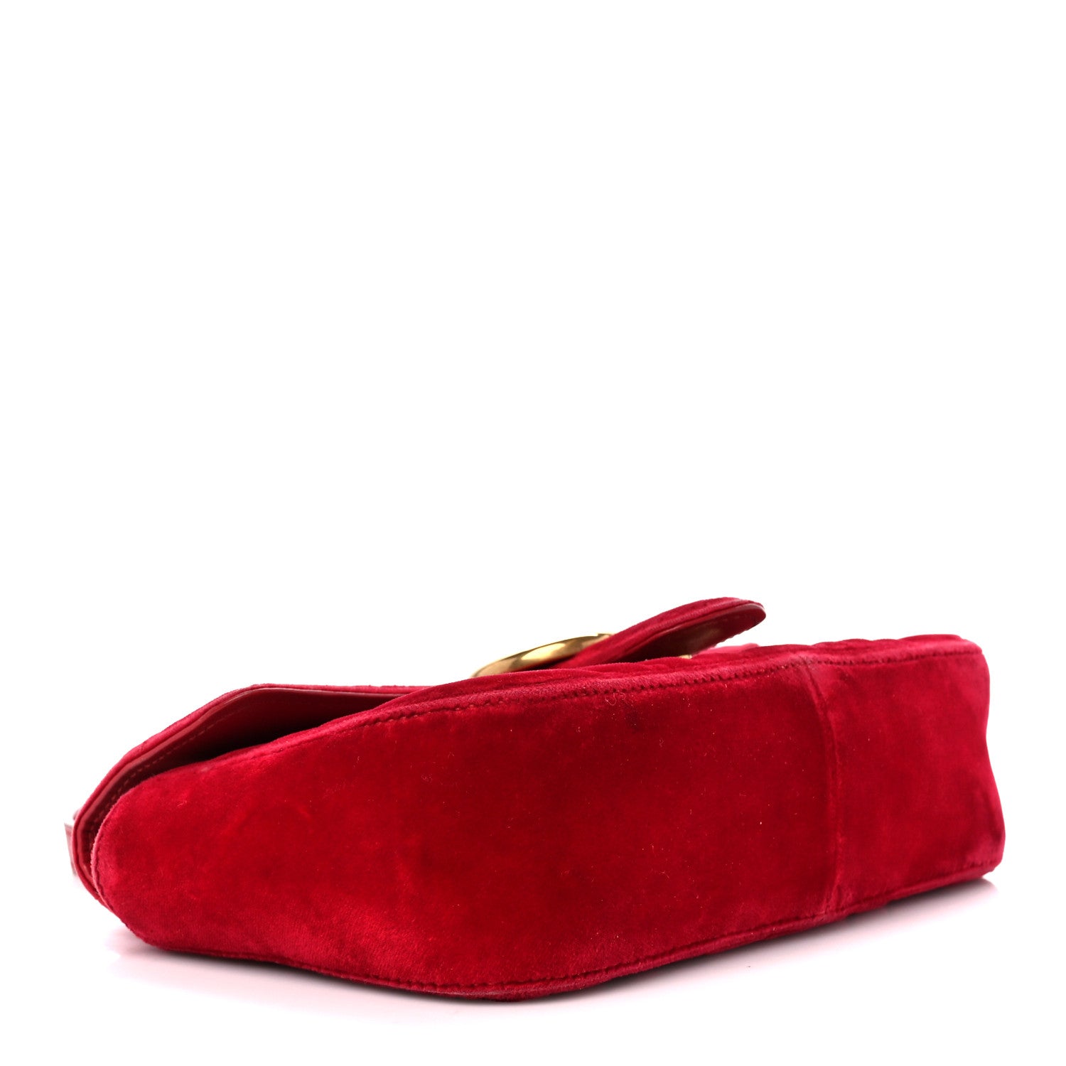 Gucci Velvet Matelasse Mini GG Marmont Shoulder Bag Hibiscus Red 4 of 13