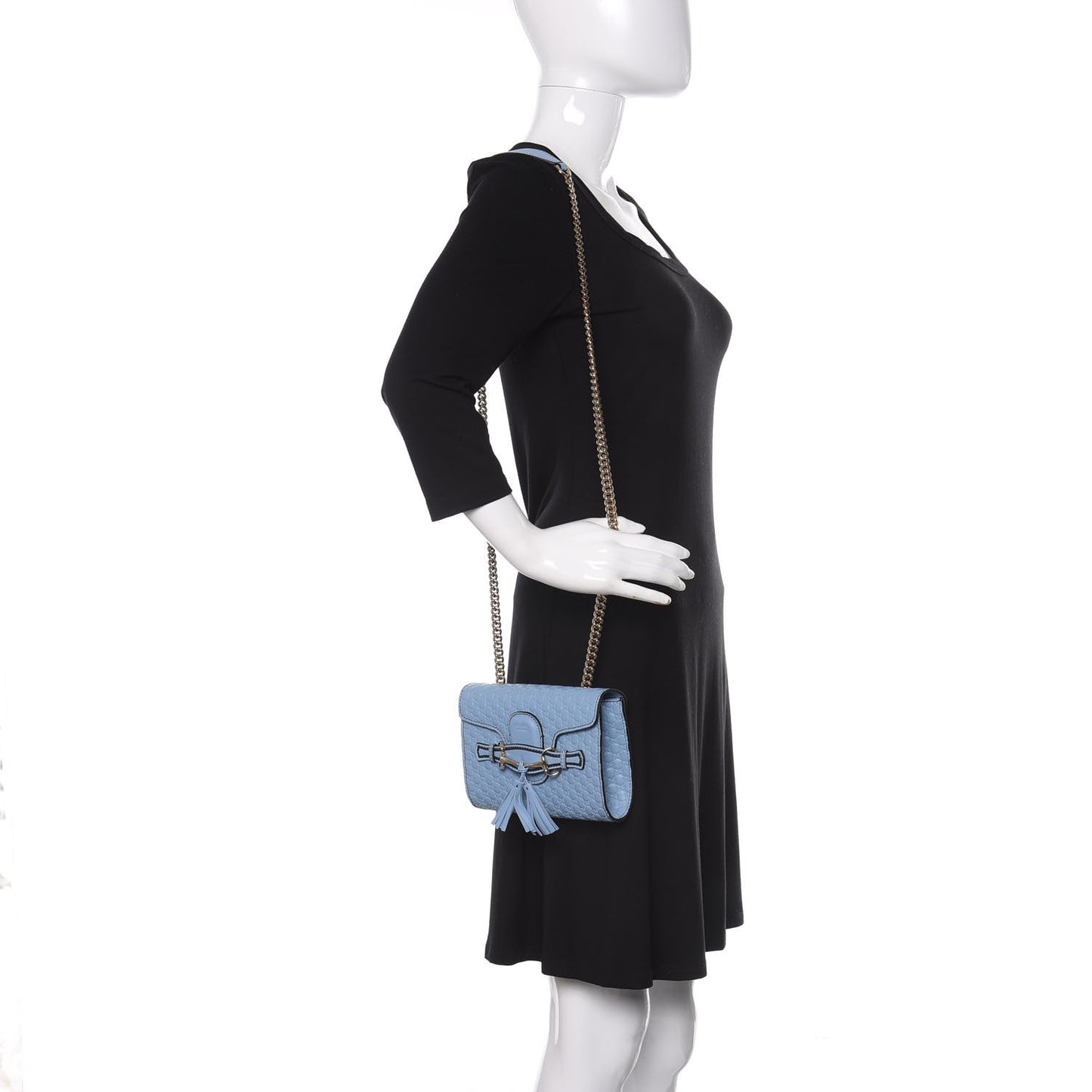 Soft Microguccissima Mini Emily Chain Shoulder Bag Mineral Blue