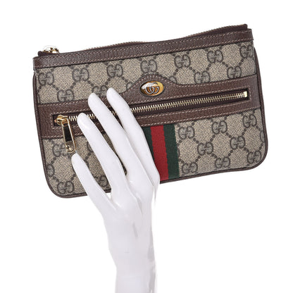 Gucci GG Supreme Monogram Web Small Ophidia Pouch Clutch Beige New Acero 2 of 8