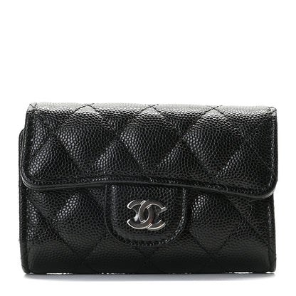 Chanel Caviar Quilted Classic 4 Key Holder Wallet Black 1 of 10