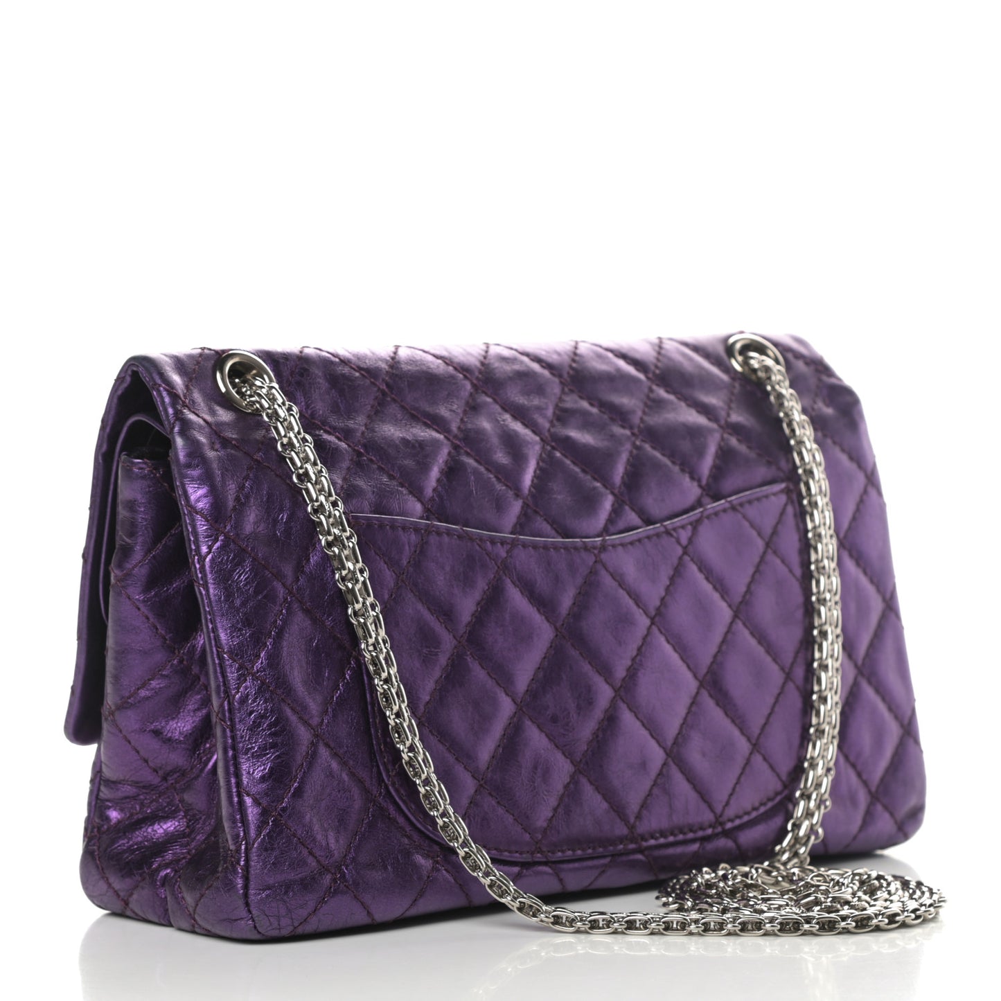 Metallic Aged Calfskin Quilted 2.55 Reissue 226 Flap Purple