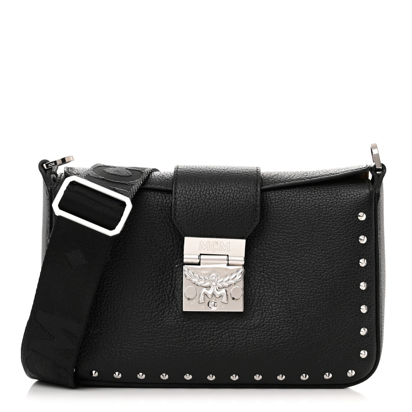 Grained Calfskin Small Kaison Park Avenue Stud Crossbody Bag Black