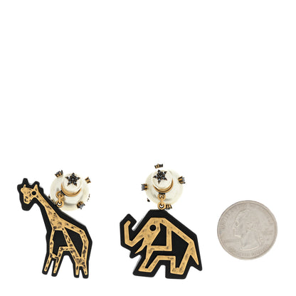 Christian Dior Metal Crystal Pearl Giraffe Elephant Earrings 2 of 5