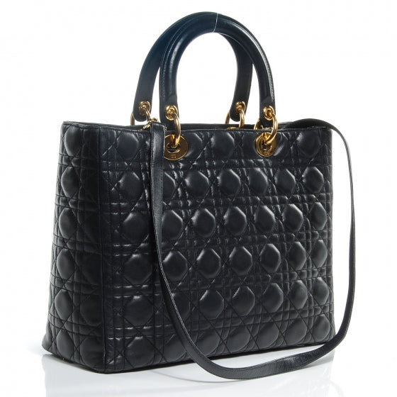 Christian Dior Lambskin Cannage Large Lady Dior Black 3 of 10