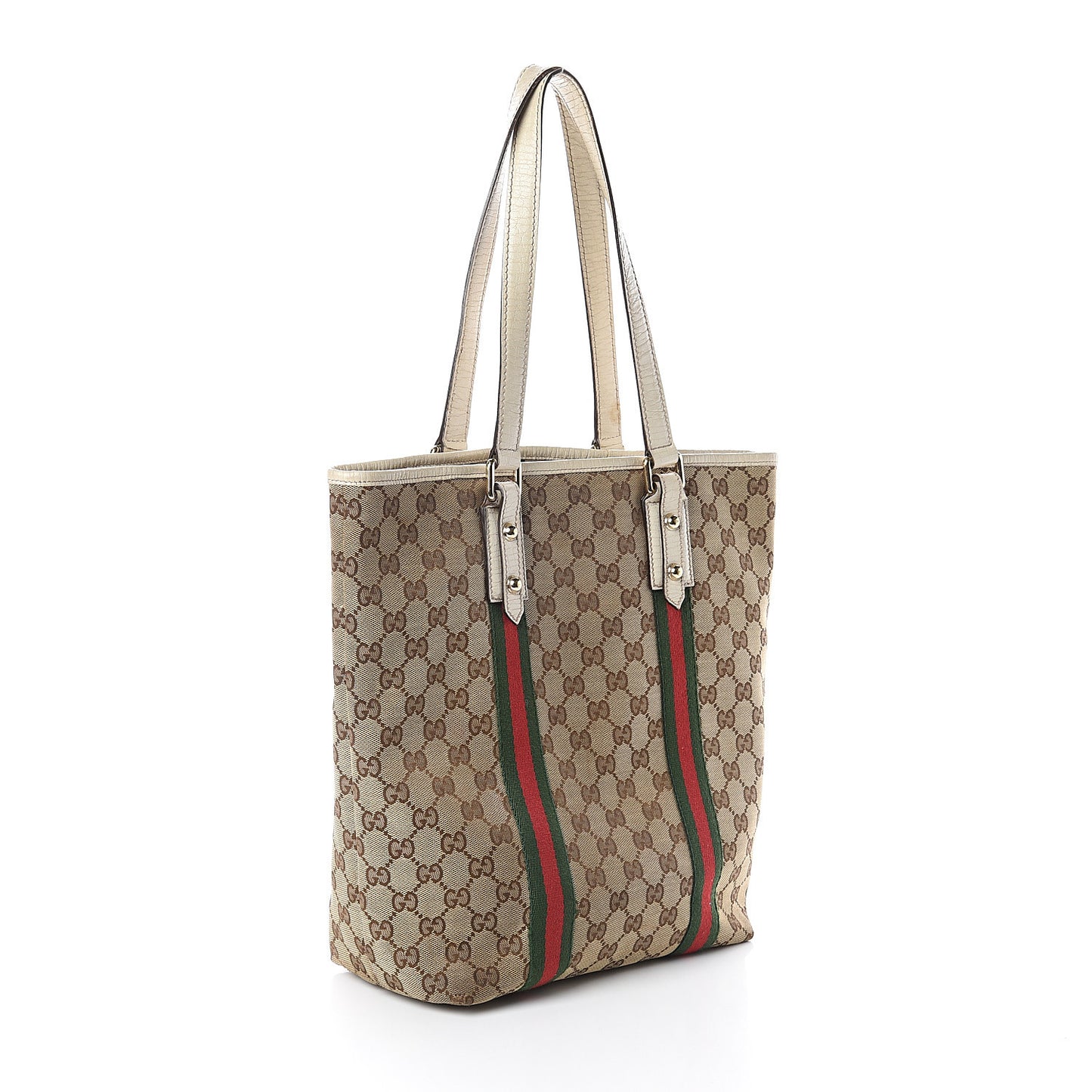 GG Monogram Web Jolicoeur Vertical Shopping Tote Off White