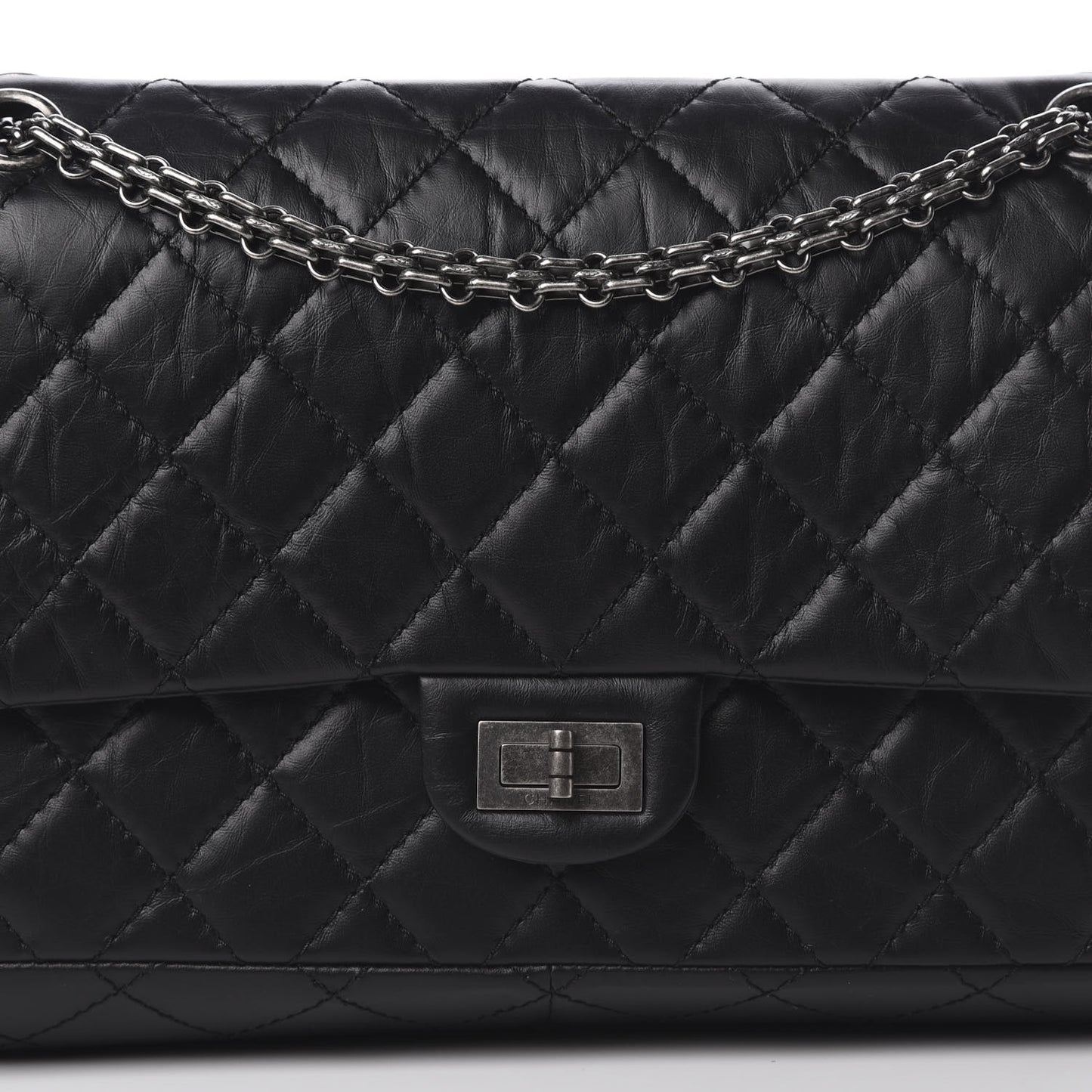 Aged Calfskin Quilted 2.55 Reissue 226 Flap Black