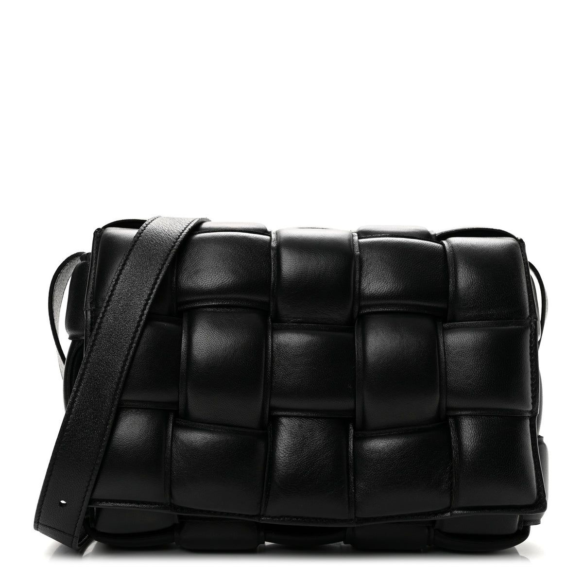 Nappa Maxi Intreccio Padded Cassette Crossbody Bag Black