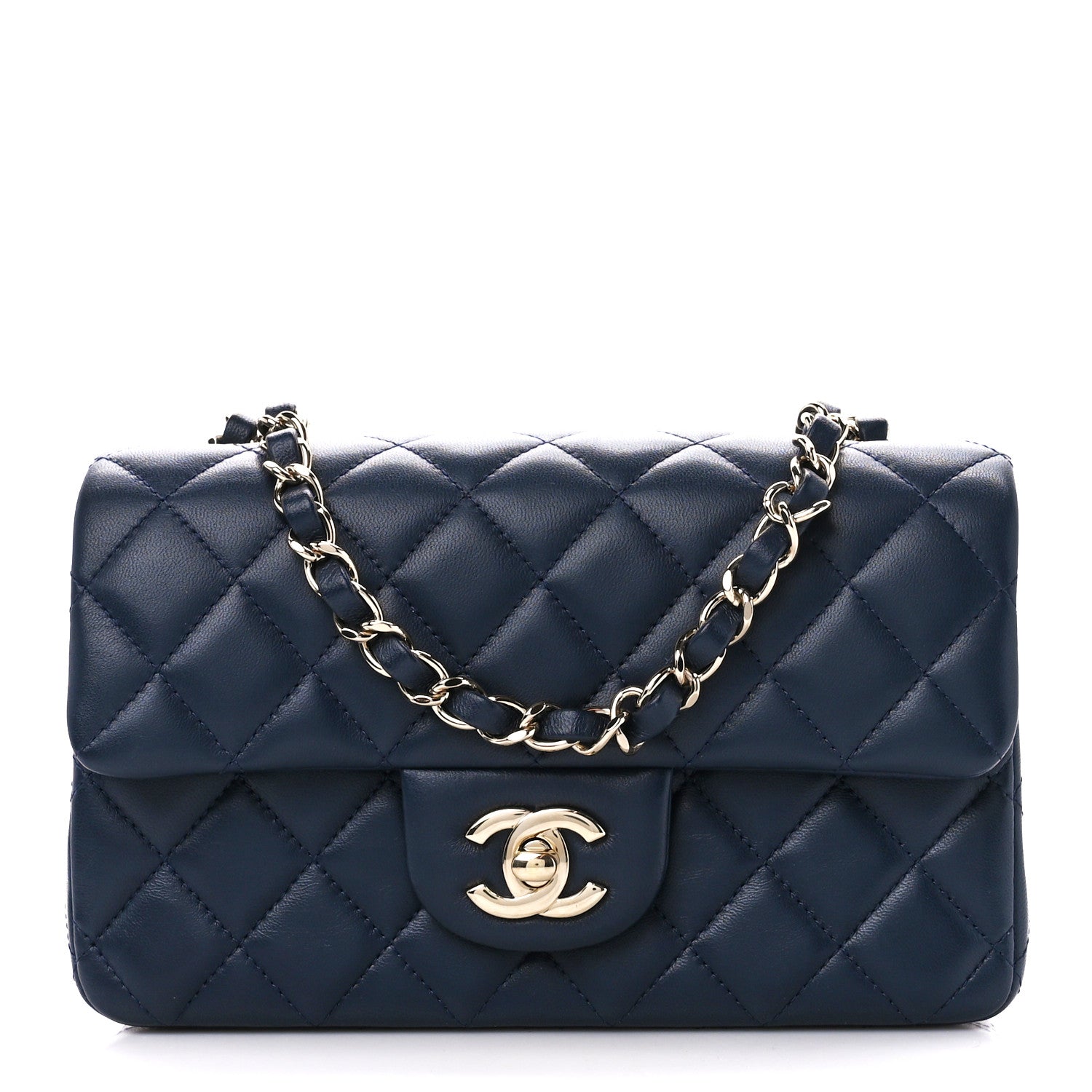 Chanel Lambskin Quilted Mini Rectangular Flap Navy 1 of 11