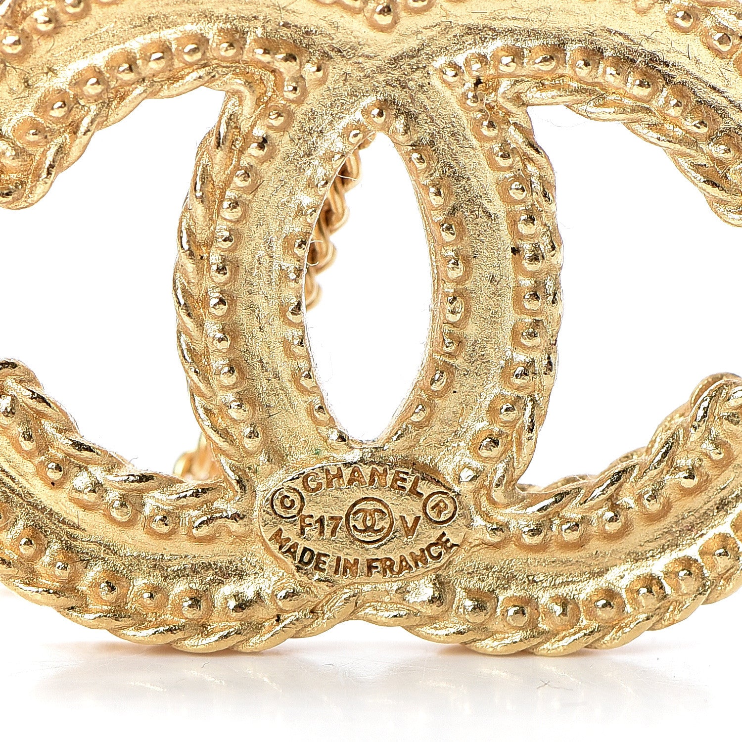 Chanel CC Drop Earrings Matte Gold 4 of 5