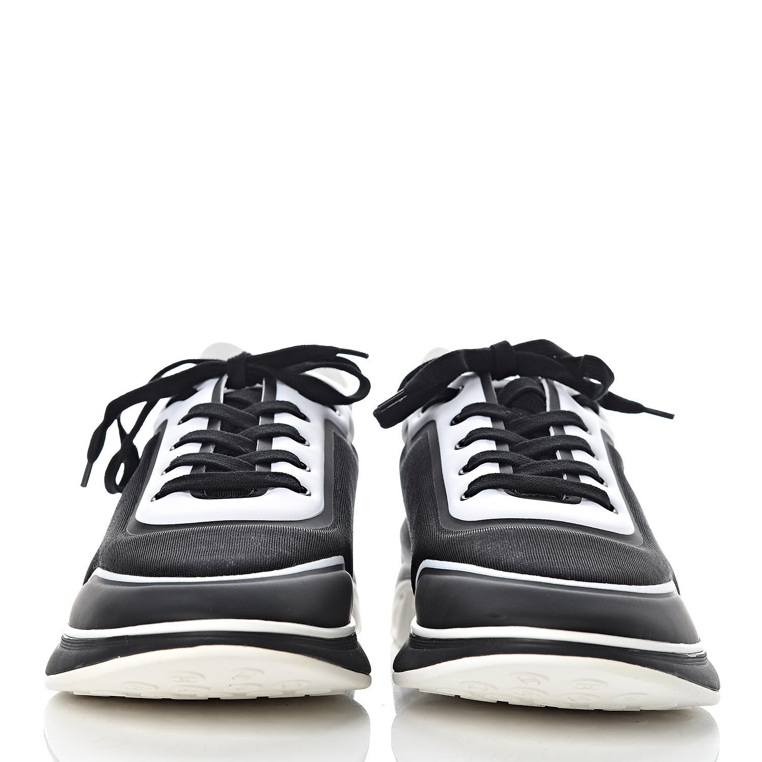 Chanel Mesh Lycra Thermoplastic Mens Sneakers 46 Black White 2 of 8