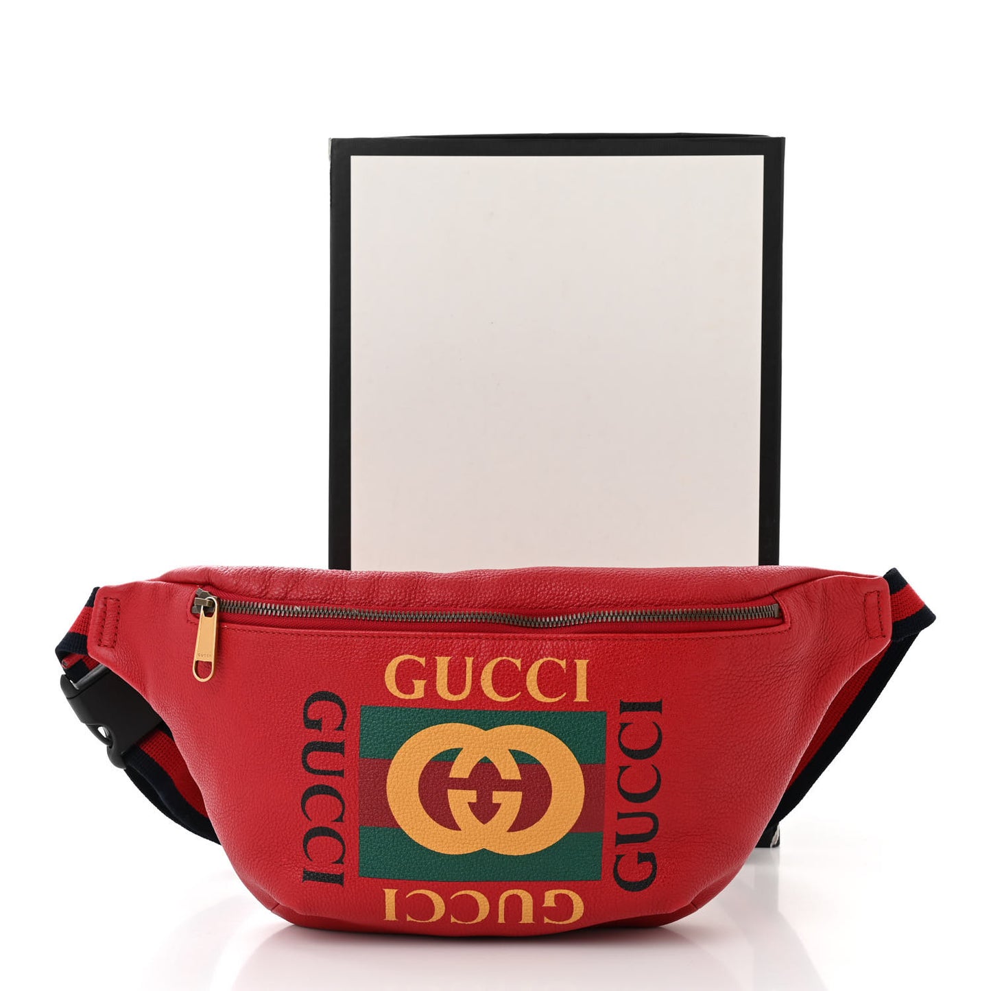 Grained Calfskin Logo Belt Bag Hibiscus Red