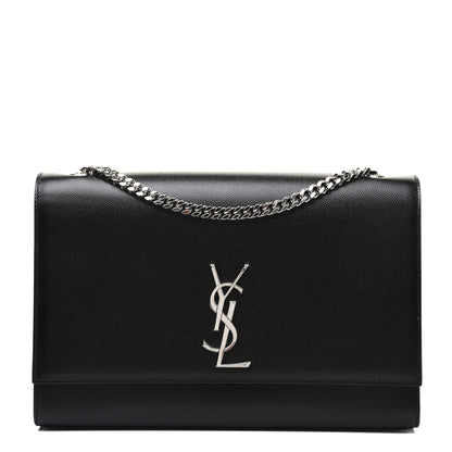 Saint Laurent Grain De Poudre Large Classic Monogram Kate Satchel Black 1 of 15
