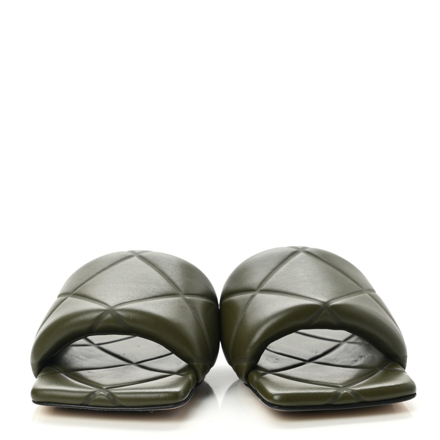 Nappa Quilted Rubber Lido Flat Sandals 36 Khaki