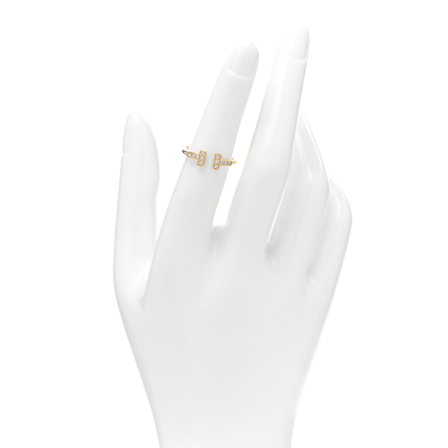 Tiffany 18K Yellow Gold Diamond T Wire Ring 50 5.25 2 of 4