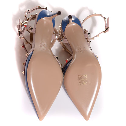 Valentino Garavani Patent Rockstud Ankle Strap 65mm Pumps 38.5 Indaco Poudre 5 of 7