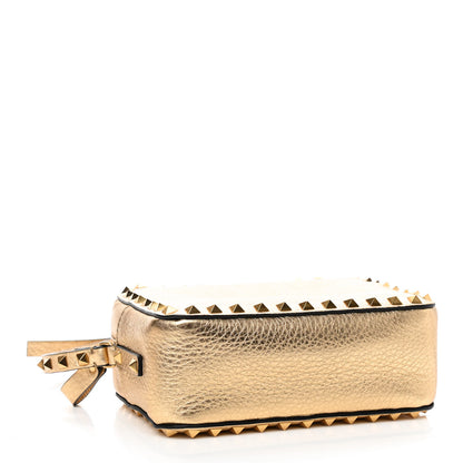 Valentino Garavani Metallic Pebbled Calfskin Rockstud Camera Crossbody Bag Gold 4 of 9