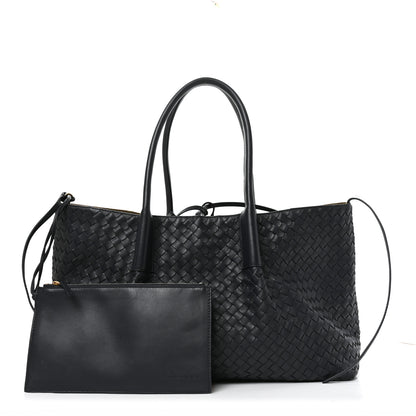 Bottega Veneta Calfskin Intrecciato Large Pinacoteca Reversible Tote Midnight Basalt Nocturnal Mud 3 of 10