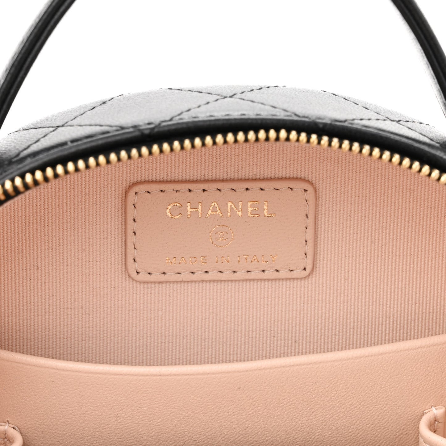 Lambskin Quilted Chic Riviera Top Handle Vanity Case Black