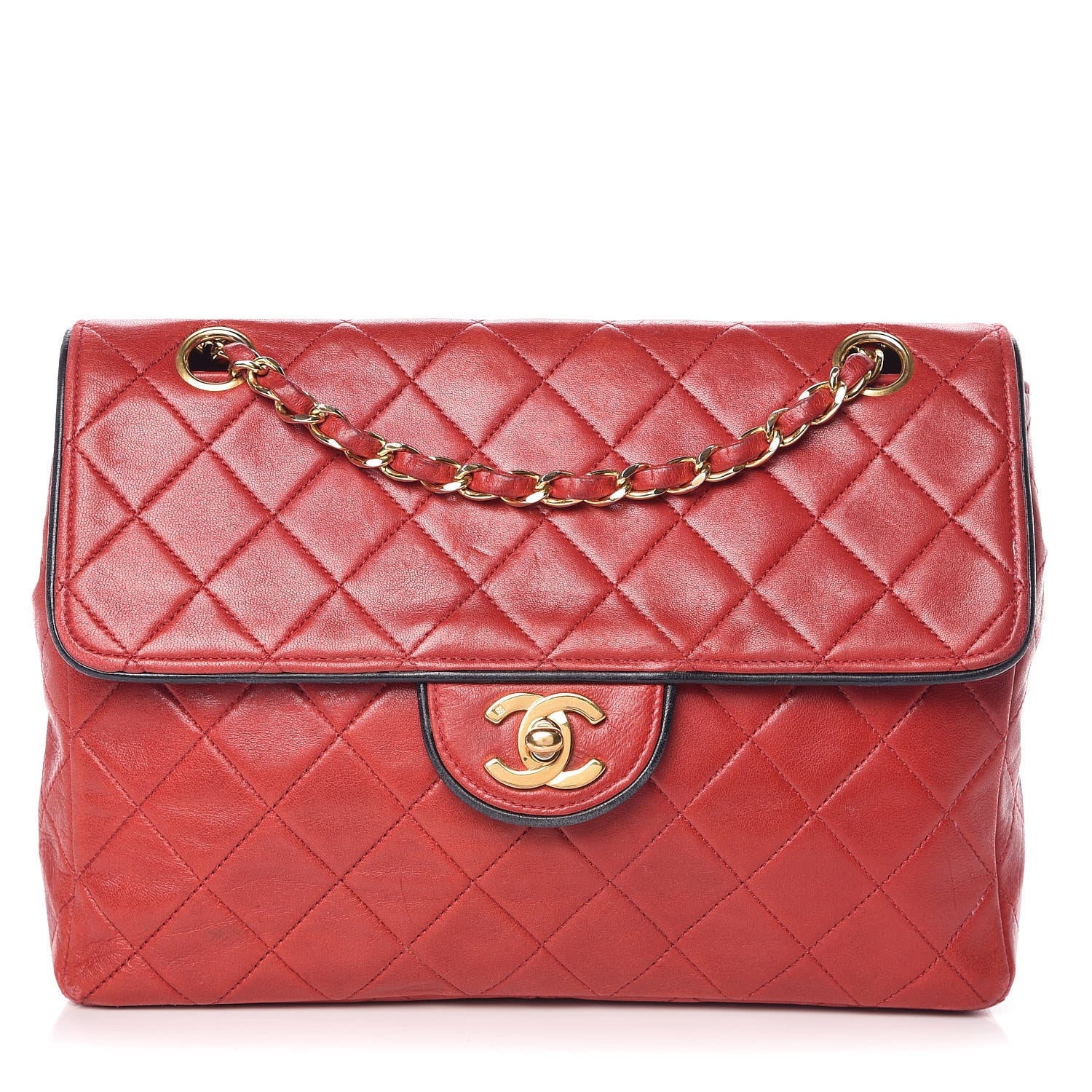 Chanel Lambskin Quilted Bi-Color Small Single Flap Red Black 1 of 22