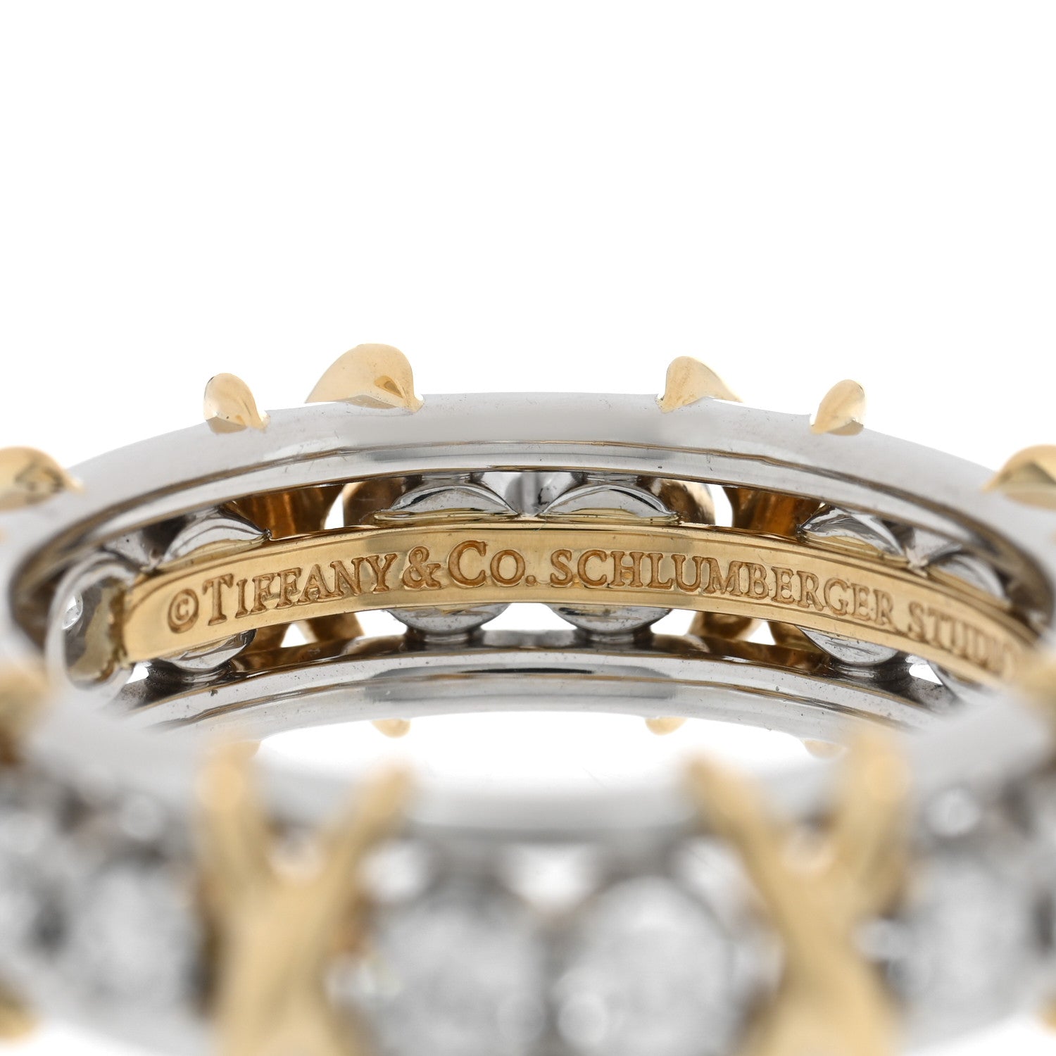 Tiffany Platinum 18K Yellow Gold Diamond Schlumberger Sixteen Stone Ring 55 7.25 4 of 6