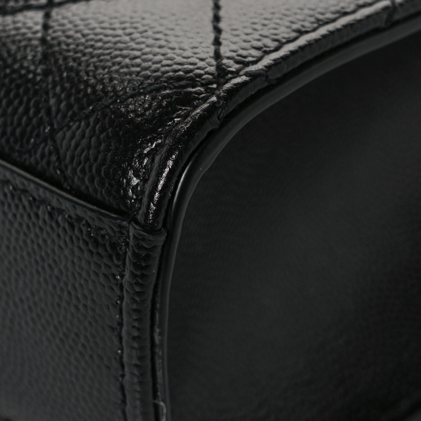 Grain De Poudre Textured Mixed Matelasse Triquilt Medium Monogram Satchel Black
