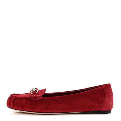 Gucci Suede Micro GG Horsebit Womens Kensington Moccasin Loafers 37 Rosso Ancora 1 of 10