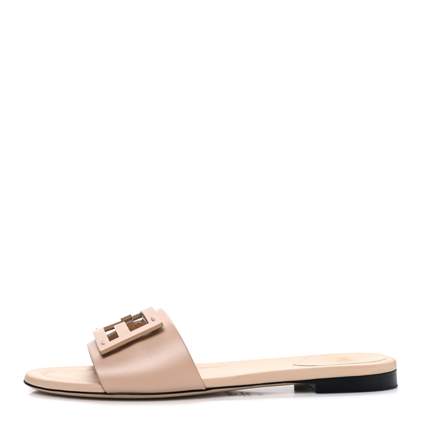 Vitello Cuoio Baguette Flat Slide Sandals 40 Poudre