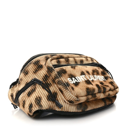 Saint Laurent Corduroy Leopard Print Belt Bag Beige Black 4 of 8