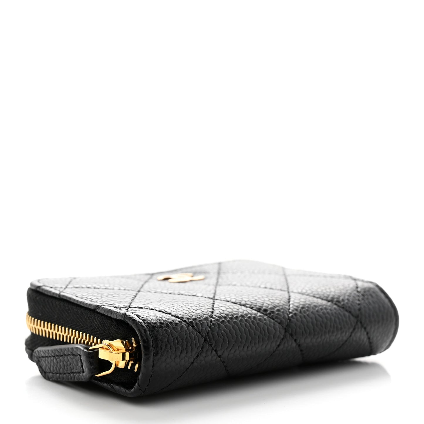 Caviar Quilted Zip Coin Purse Black