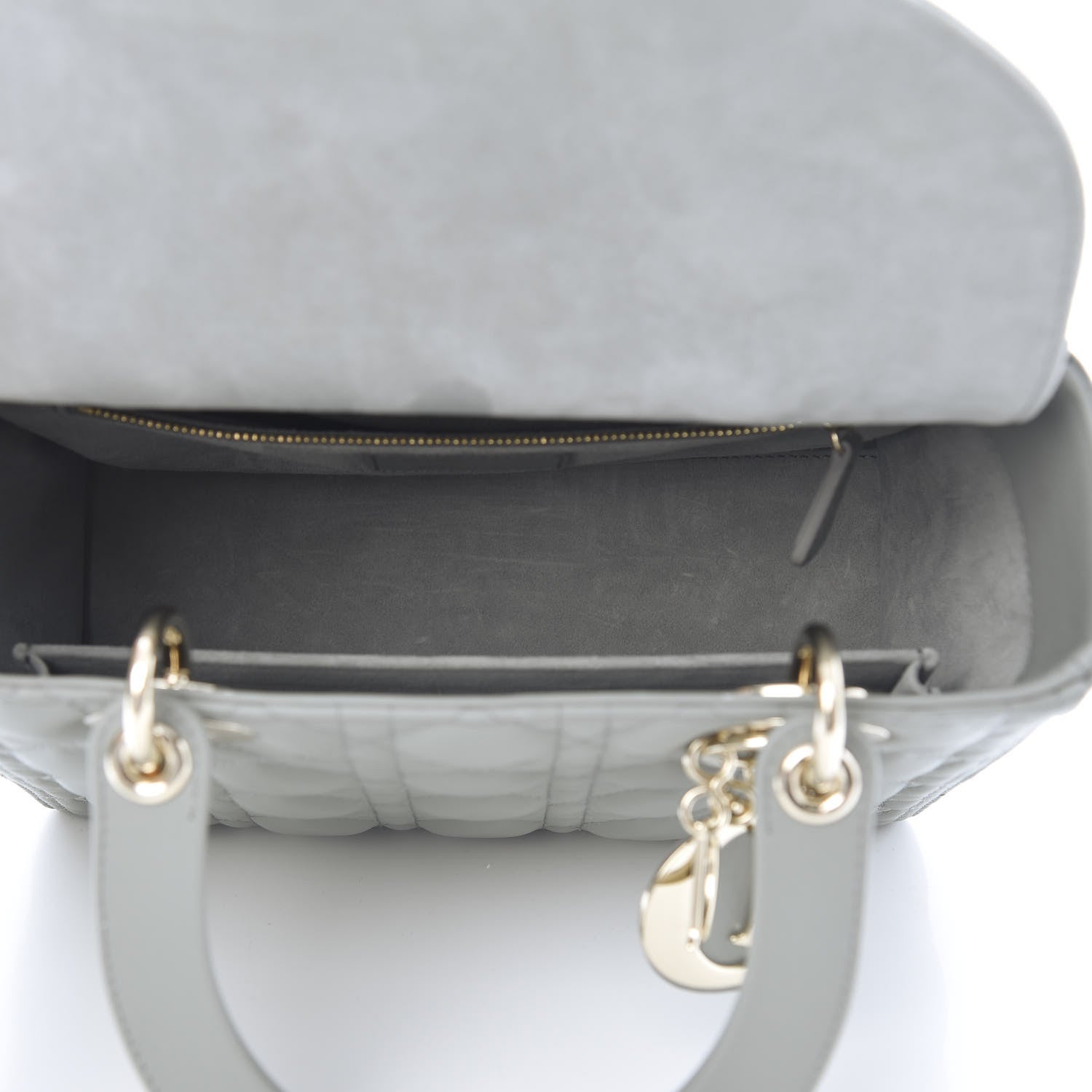 Christian Dior Lambskin Cannage Medium Lady Dior Grey 6 of 12