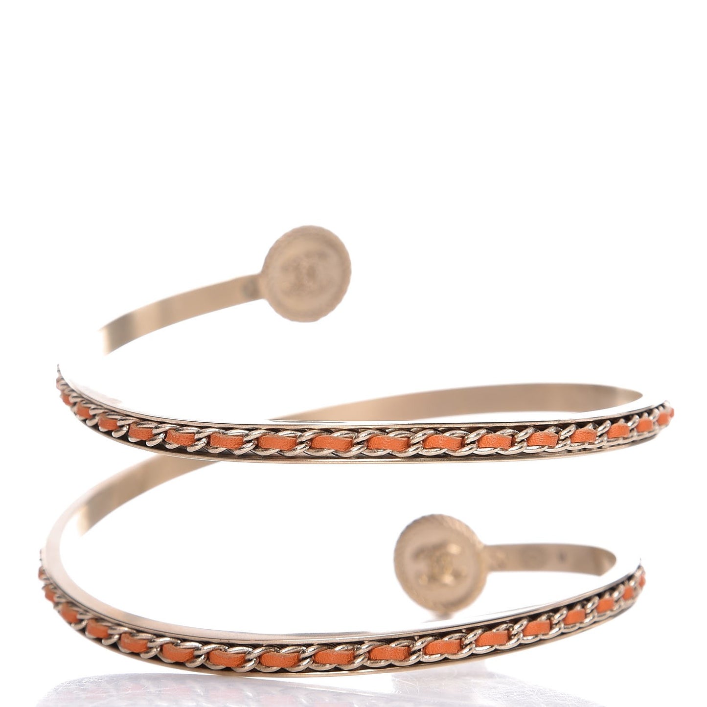Lambskin Pearl Twist CC Bangle Bracelet M Orange Gold