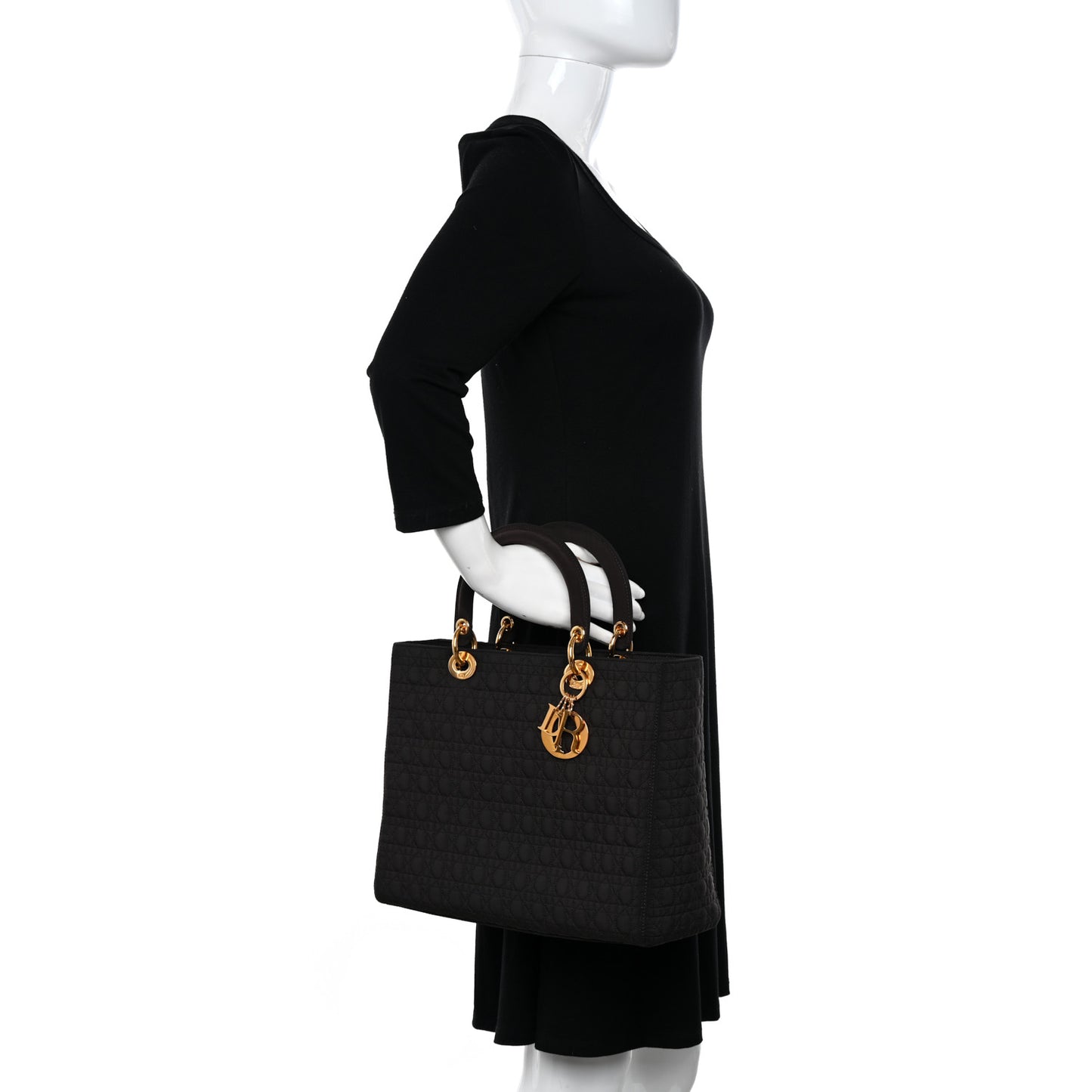 Nylon Cannage Large Lady Dior Brown