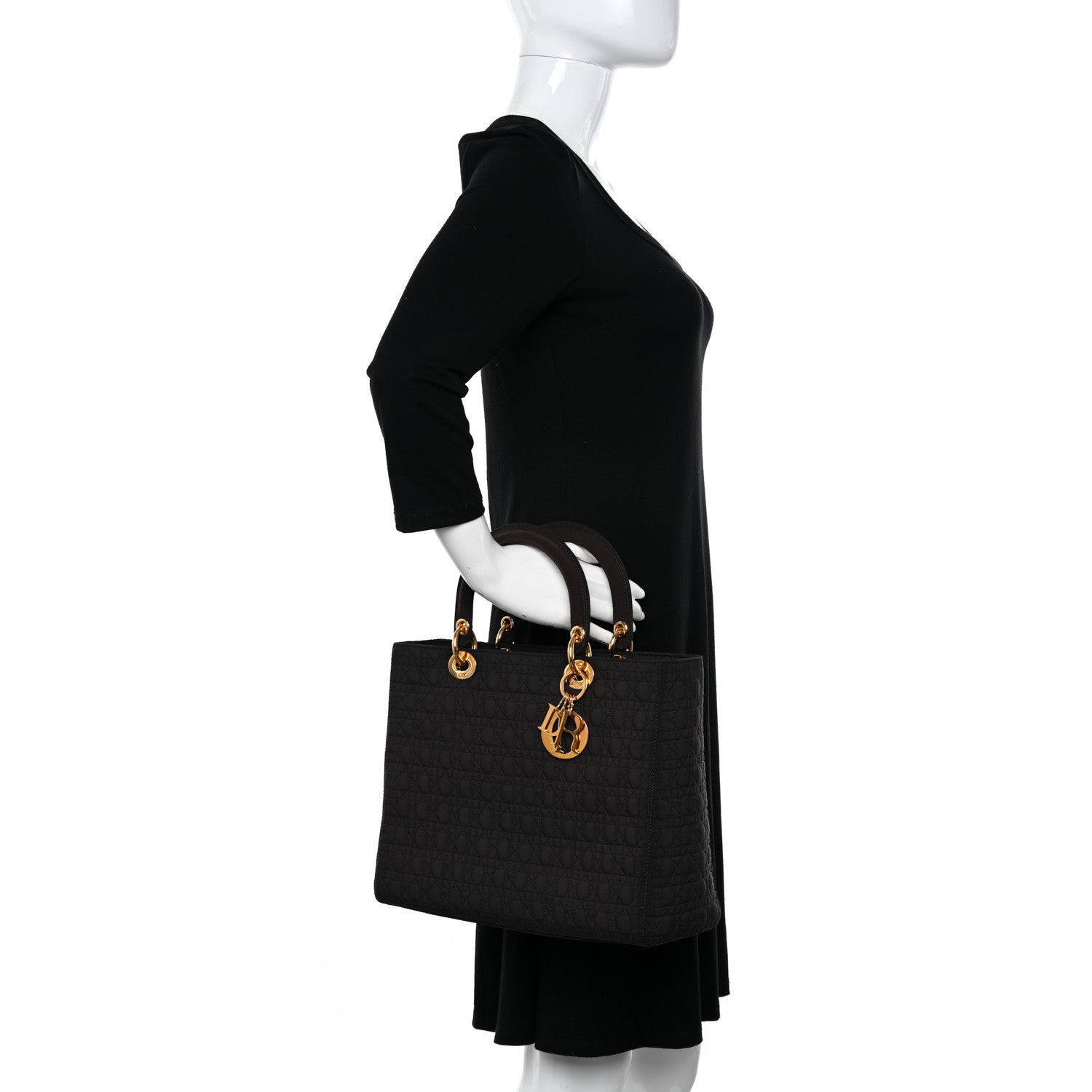 Christian Dior Nylon Cannage Large Lady Dior Brown 2 of 10