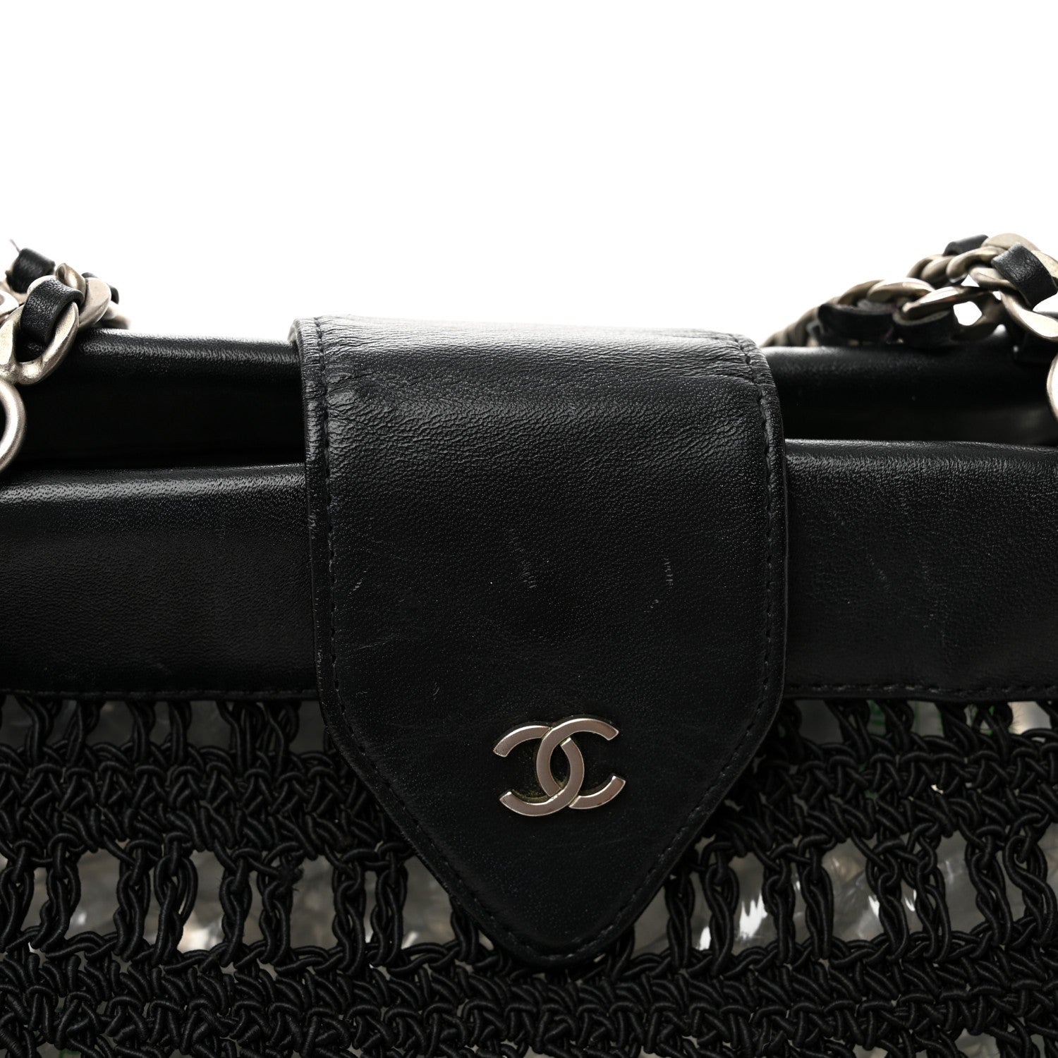 Chanel Woven Crochet Knit Tote Black 11 of 11