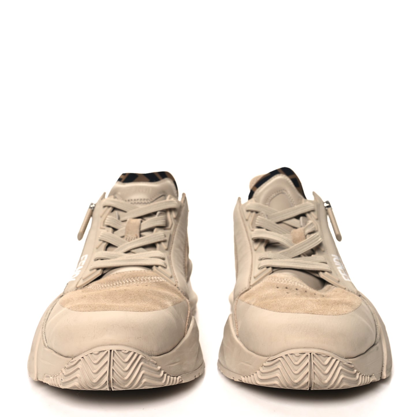 Suede Tessuto FF Fendi Flow Low Top Sneakers 39 Beige Tobacco Black