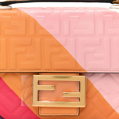 Fendi Nappa FF Embossed Line Print Midi Chain Baguette White Multicolor 7 of 9