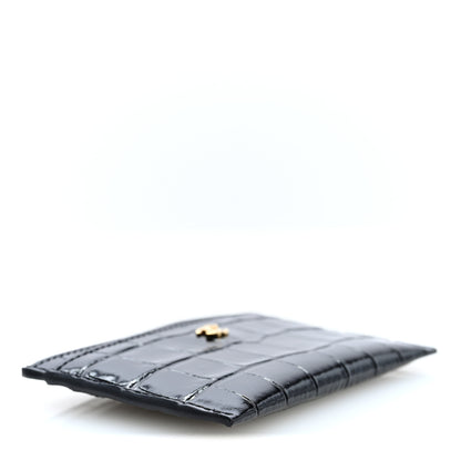 Chanel Calfskin Crocodile Embossed Crococo Card Holder Black 4 of 8