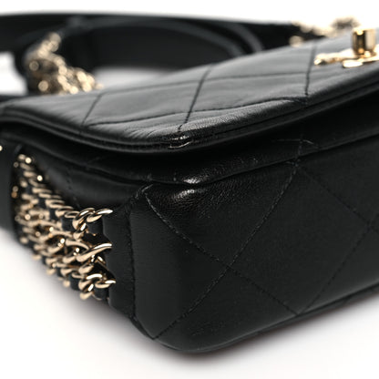 Chanel Lambskin Quilted Small Chain Rows Flap Black 10 of 11
