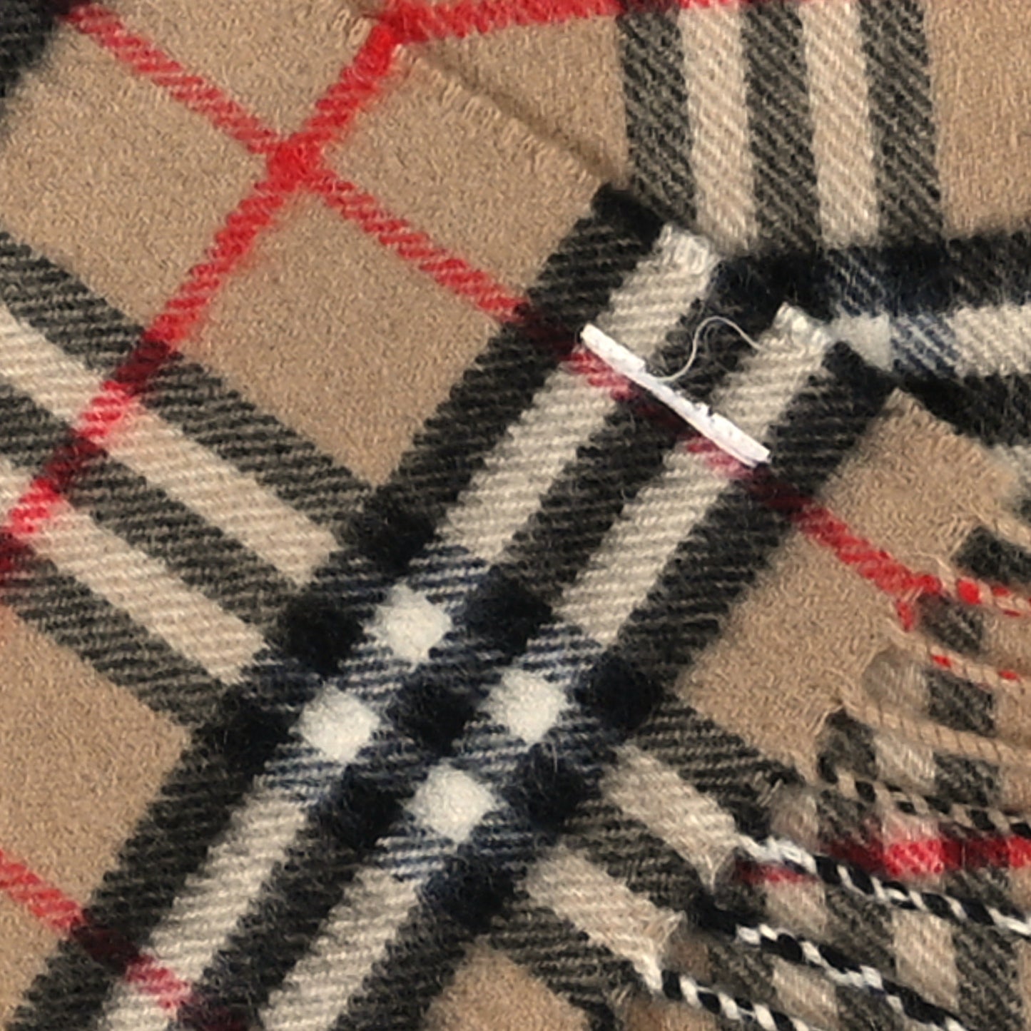 Cashmere Check Fringe Scarf Archive Beige