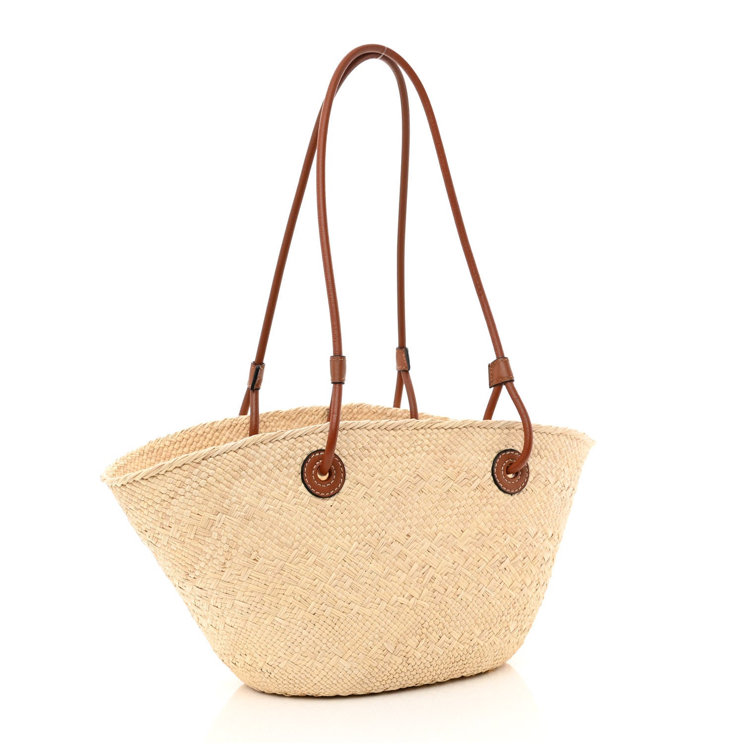 Loewe Calfskin Raffia Small Anagram Basket Tote Bag Natural Tan 2 of 11