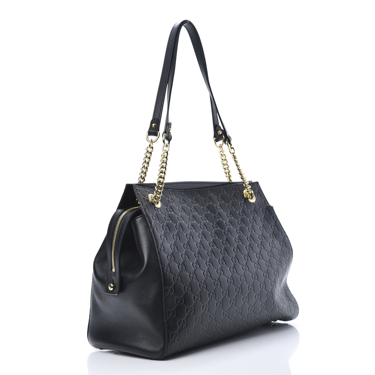 Gucci Guccissima Signature Large Shoulder Tote Bag Black 3 of 17