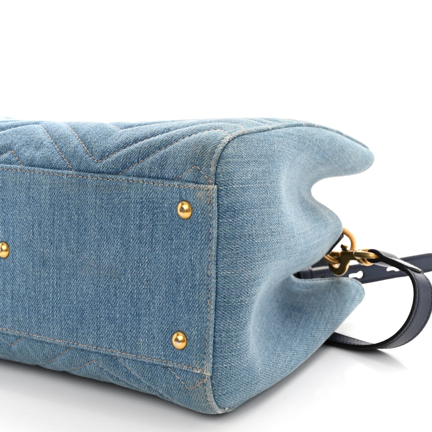 Gucci Denim Matelasse Small Pearly GG Marmont Tote Blue 10 of 10