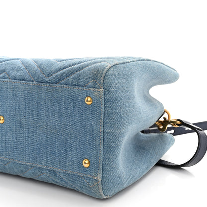 Gucci Denim Matelasse Small Pearly GG Marmont Tote Blue 10 of 10