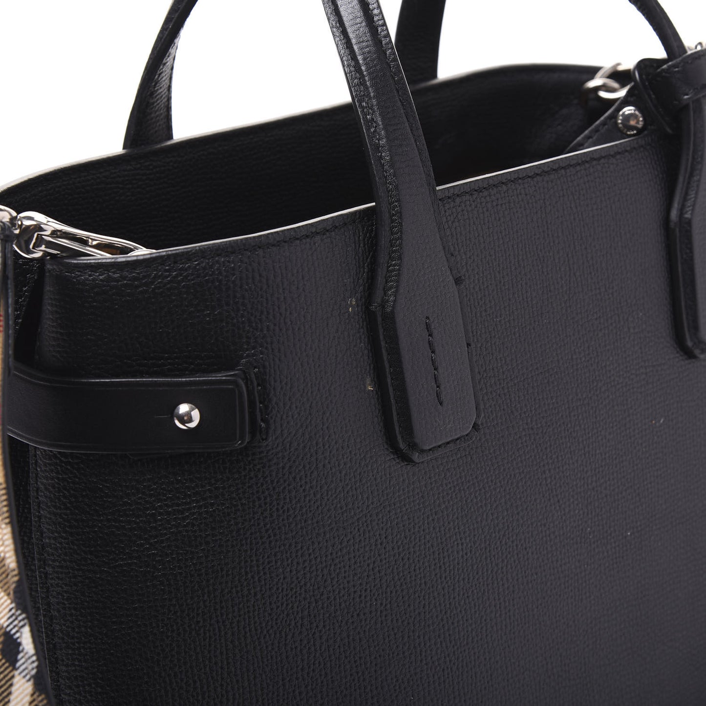Derby Calfskin House Check Medium Banner Tote Black