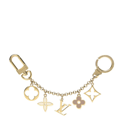 Louis Vuitton Brass Enamel Fleur De Monogram Bag Charm Chain Gold 1 of 3